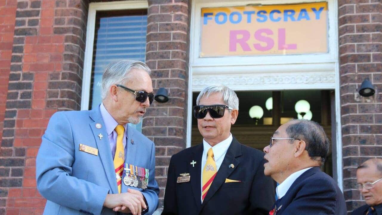 Veterans standing outside Footscray RSL