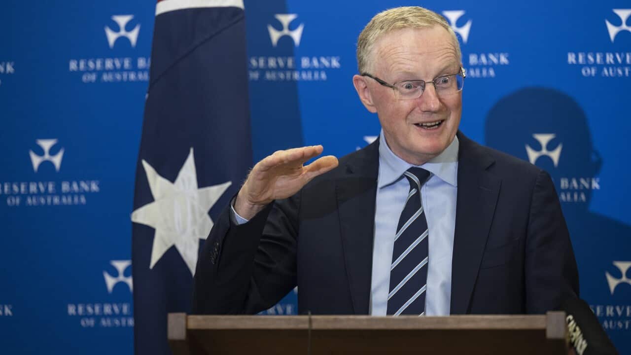 Reserve Bank of Australia Governor Philip Lowe speaks at an the American Chamber of Commerce event in Sydney.