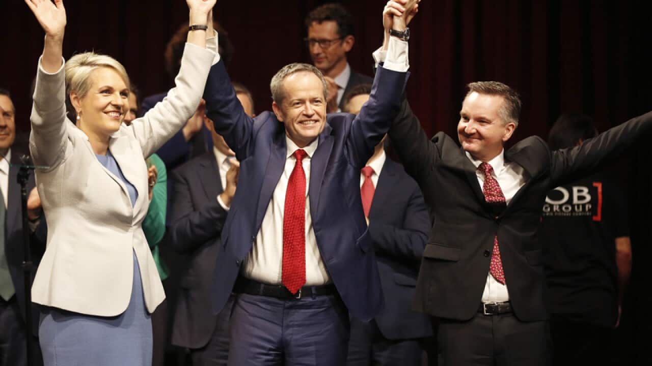Bill Shorten(C) Tanya Plibersek (L) and Chris Bowen
