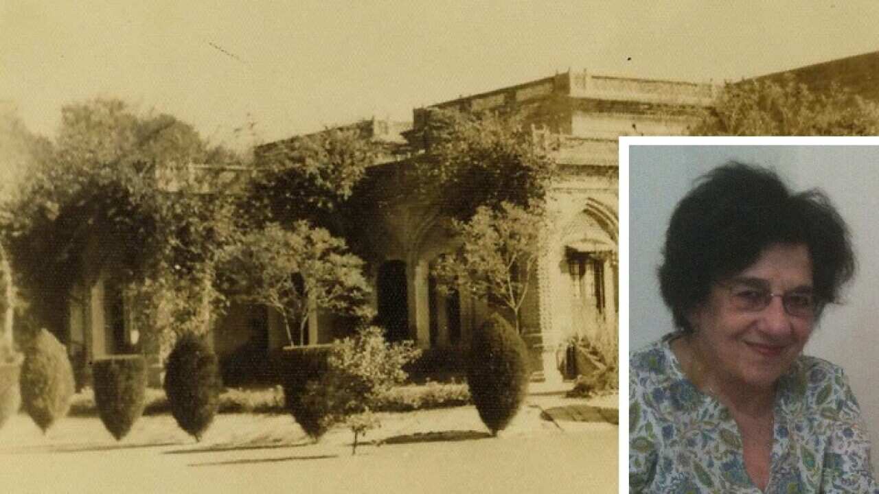 House in Lahore circa 1946. Inset: Hazel Kahan