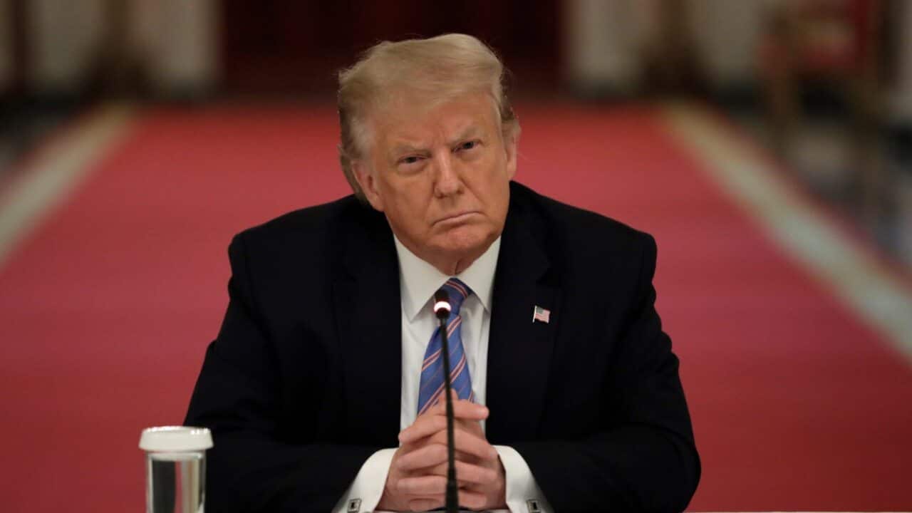 US President Donald Trump during a National Dialogue on Safely Reopening Schools at the White House in Washington DC, 7 July 2020.