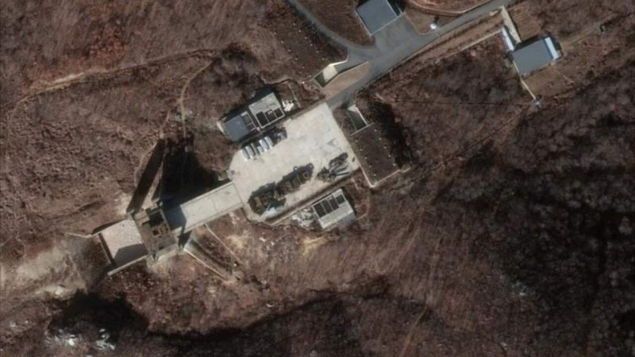 A satellite image of North Korea's Sohae missile facility