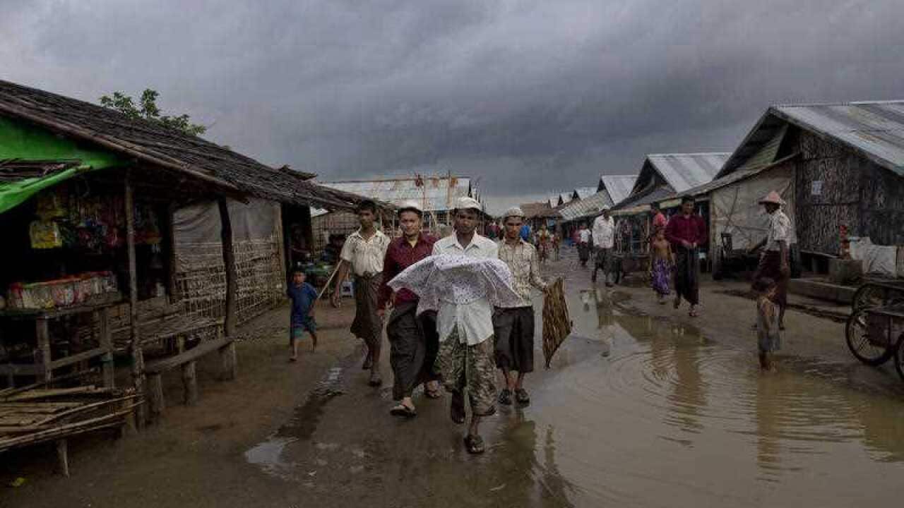 A squalid camp for Rohingya refugees in north of Sittwe, Rakhine state, Myanmar.