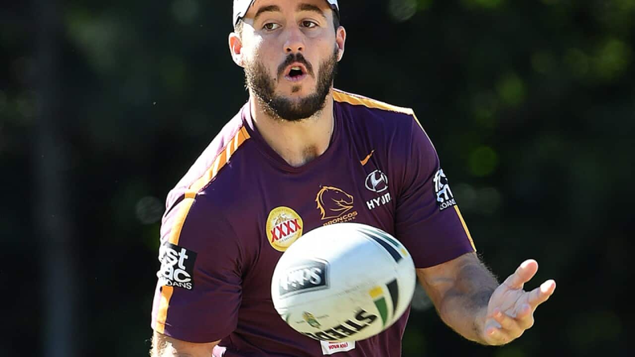 Ben Hunt during a Broncos training session.