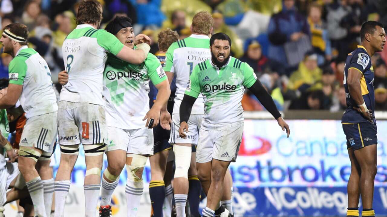 Highlanders players celebrate after their win