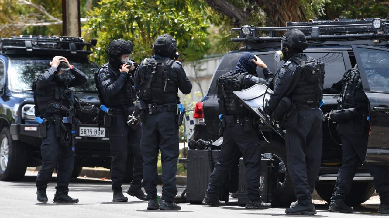 Police on a counter-terrorism exercise in Adelaide in 2018