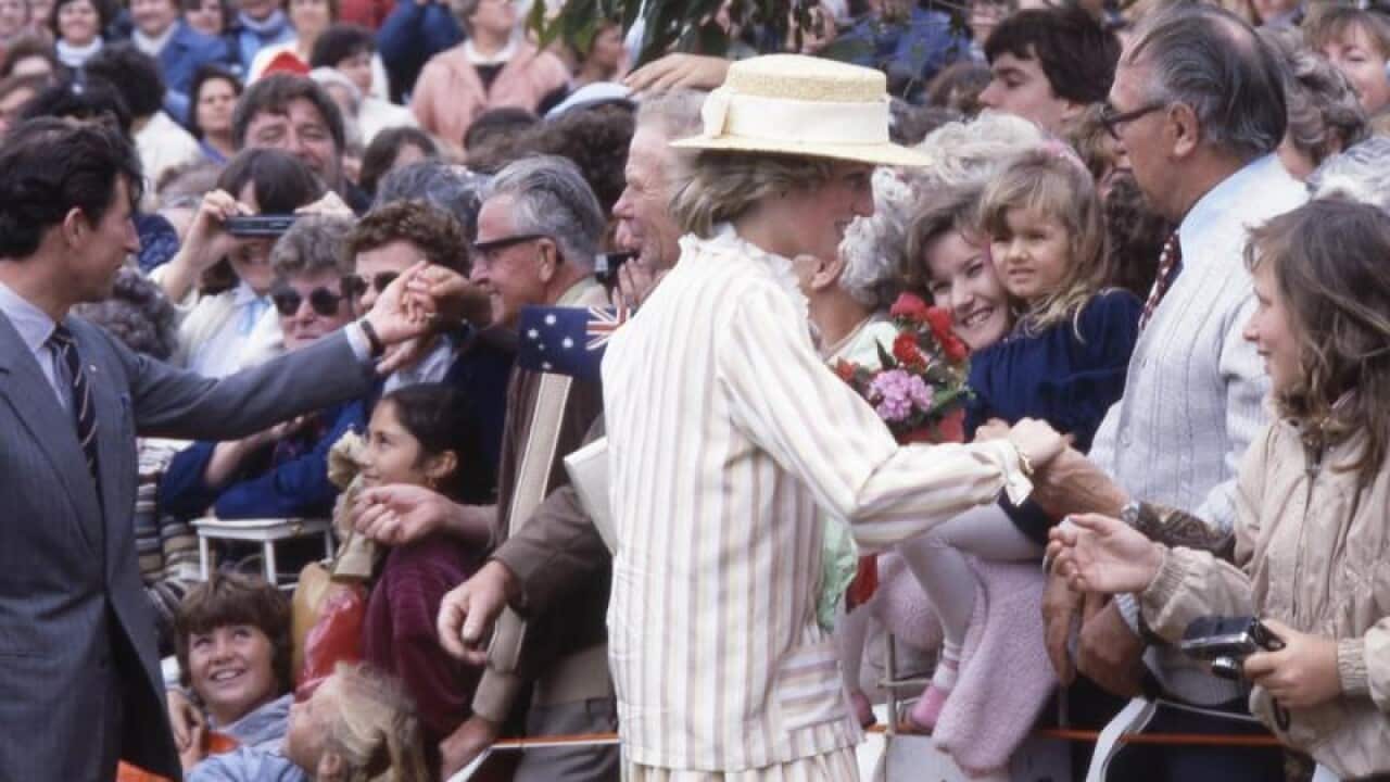 Prince Charles and Princess Diana talk to locals in Adelaide in 1983.