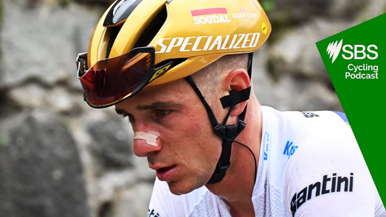 LUCHON-SUPERBAGNERES, FRANCE - JULY 19: Remco Evenepoel of Belgium and Team Soudal Quick-Step - White best young jersey competes during the 112th Tour de France 2025, Stage 14 a 182.6km stage from Pau to Luchon-Superbagneres 1794m / #UCIWT / on July 19, 2025 in Luchon-Superbagneres, France. (Photo by Tim de Waele/Getty Images)