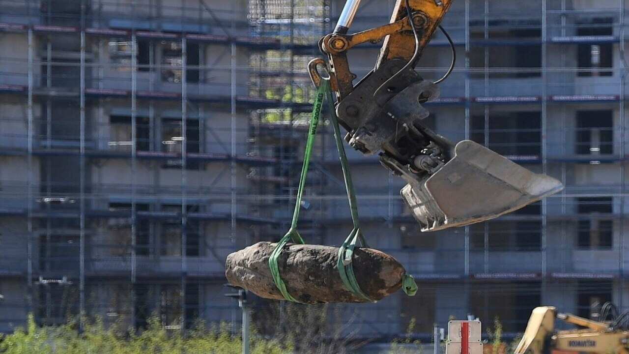 A WWII bomb is removed in Berlin on April 20.