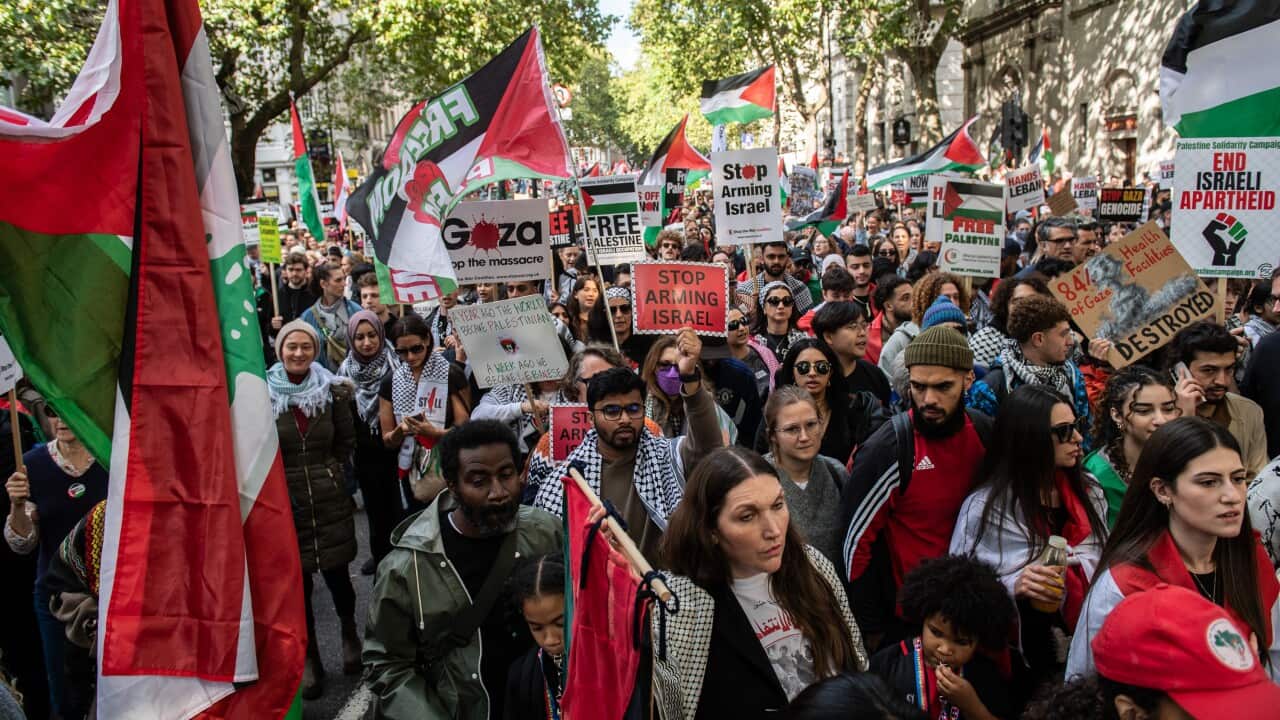 Pro-Palestinian demonstrators in the UK mark first anniversary of Israel's conflict in Gaza.