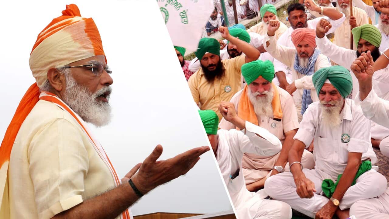 What has sparked the massive farmers protest in India amidst the coronavirus pandemic?
