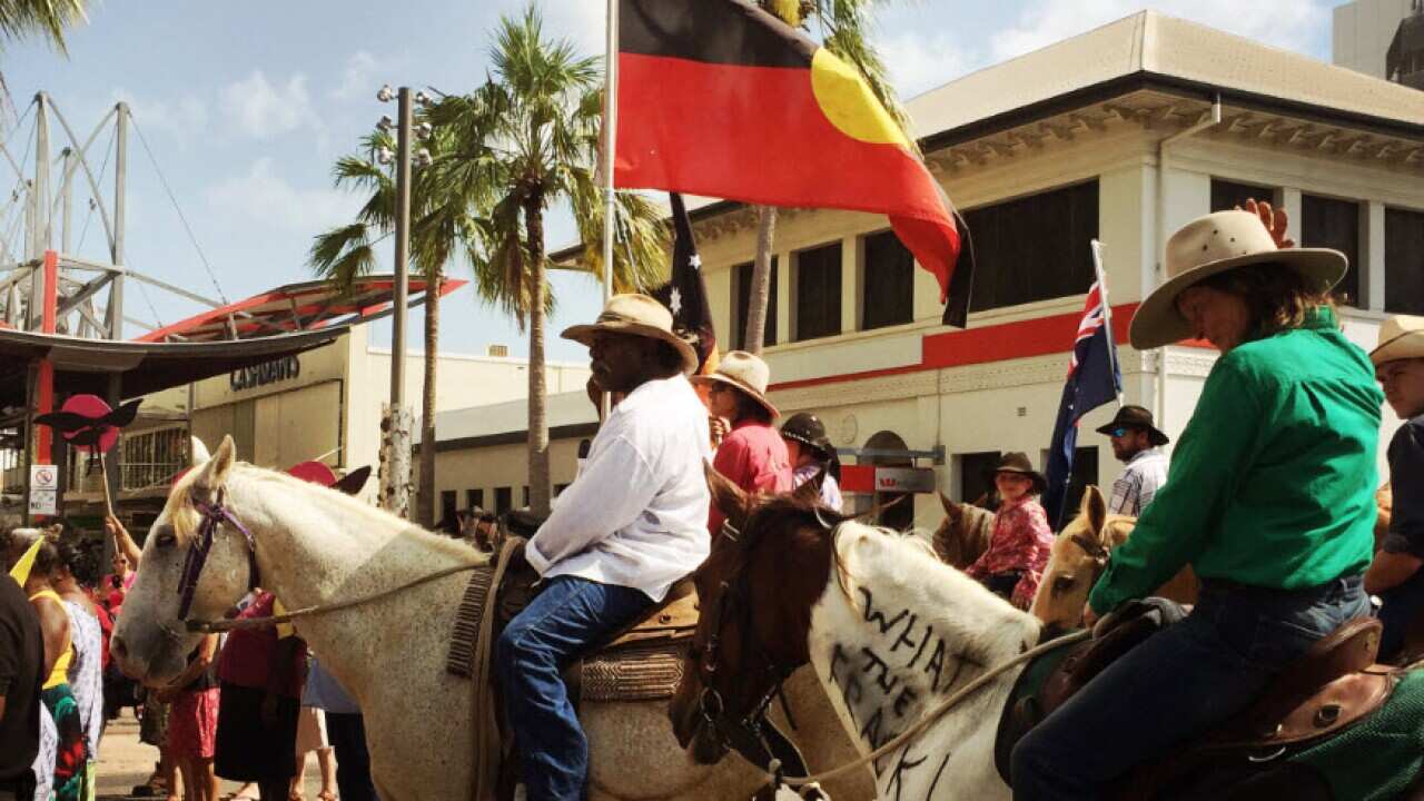 Anti-fracking protesters in Darwin (2015).