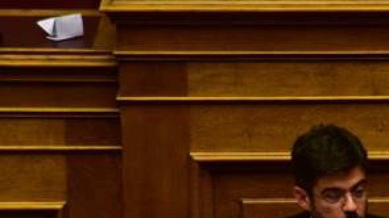 ATHENS, ATTIKI, GREECE - 2018/11/14: Minister for Justice Transparency and Human Rights, Michalis Kalogirou, during his speech in Hellenic parliament. (Photo by Dimitrios Karvountzis/Pacific Press/LightRocket via Getty Images)