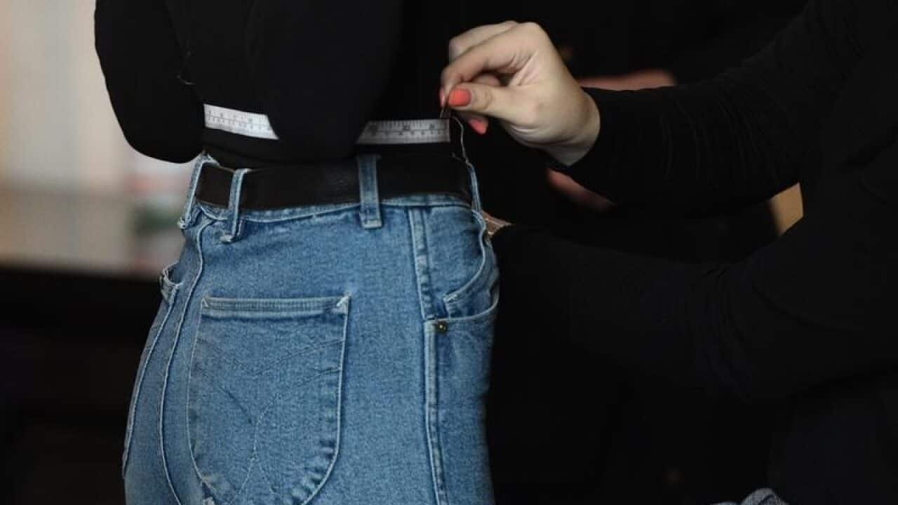 A model's figure is measured