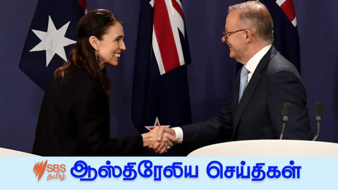 New Zealand Prime Minister Jacinda Ardern (left) and Prime Minister Anthony Albanese shakes hands after speaking to the media during a press conference in Sydney.