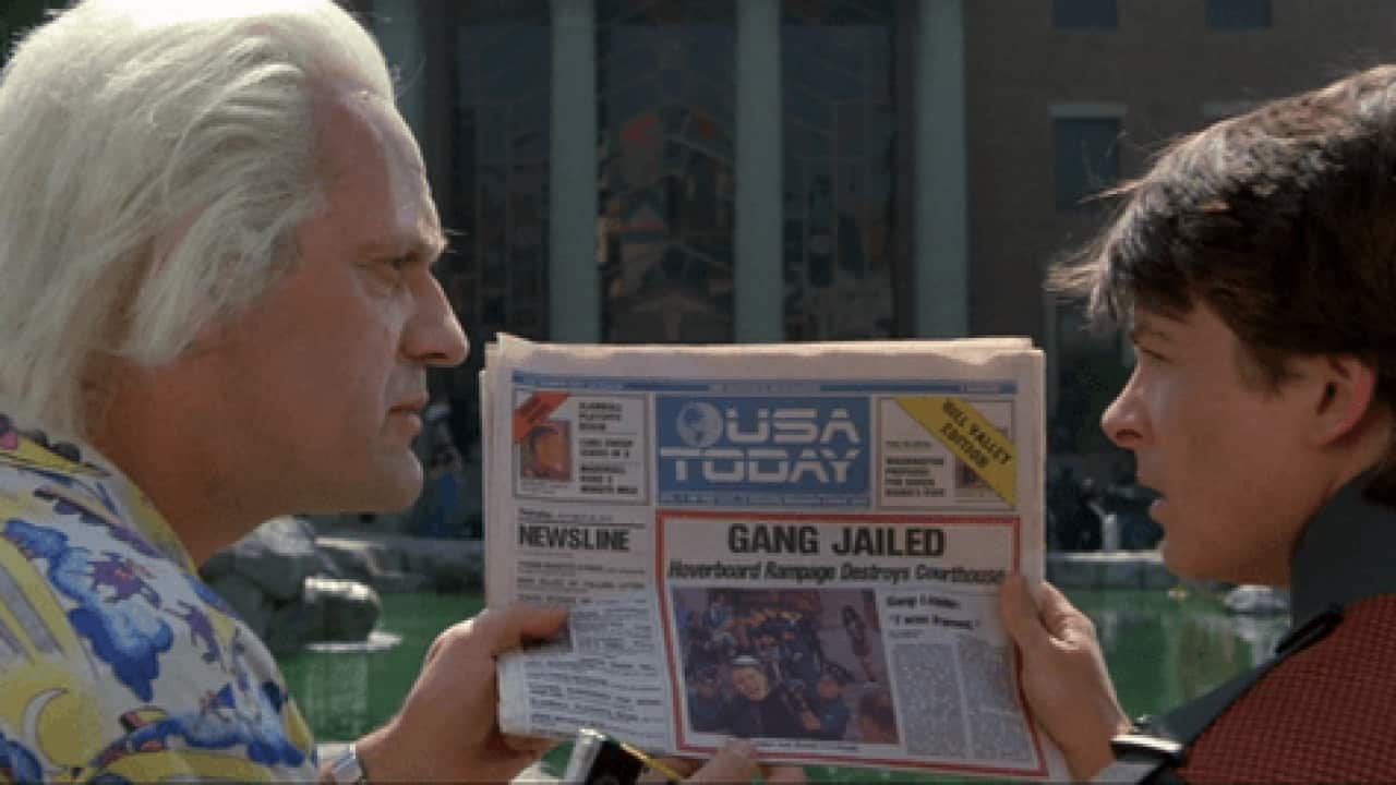 Doc (Christopher Lloyd) and Marty (Michael J Fox) in 2015. Universal Studios