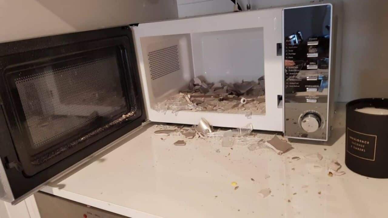 "There was just this huge bang", Mr Pritchard said of his exploding Aldi microwave