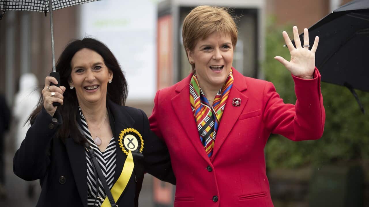 Scottish National Party leader Nicola Sturgeon (right) with then-SNP candidate Margaret Ferrier in 2019.