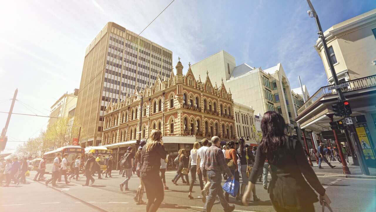 Adelaide city centre bustling with people