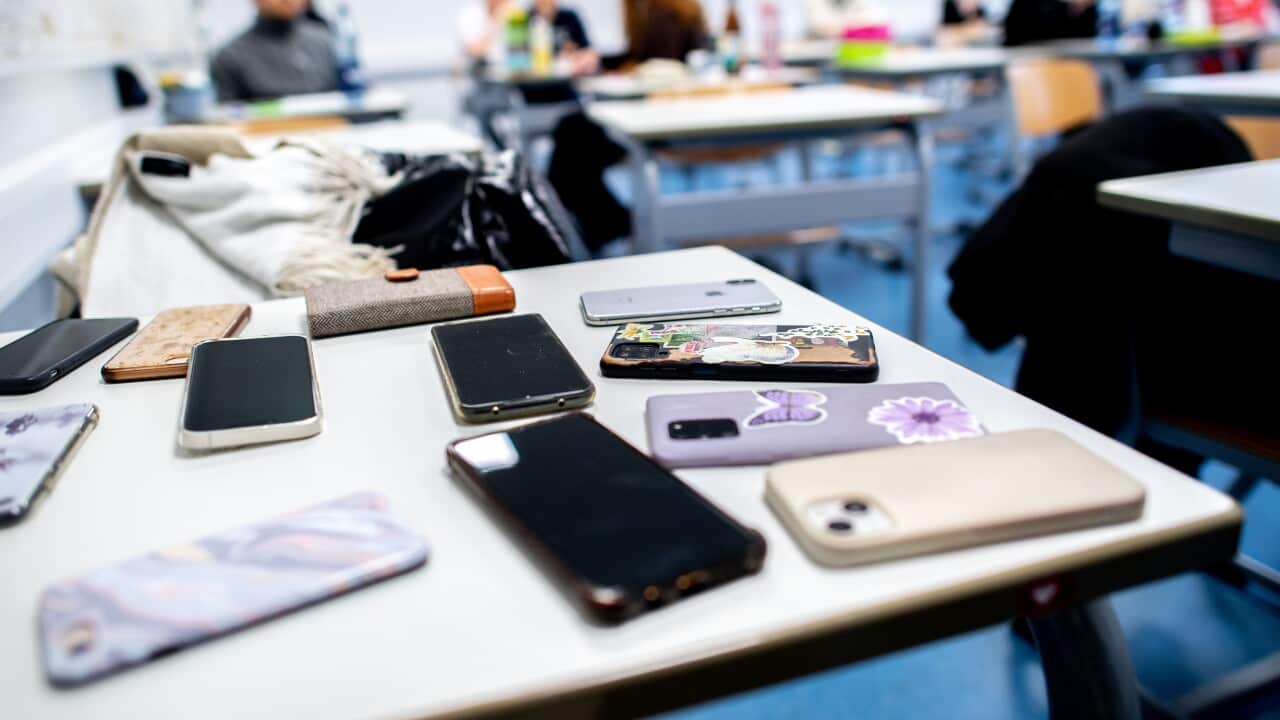 Numerous smartphones of the students