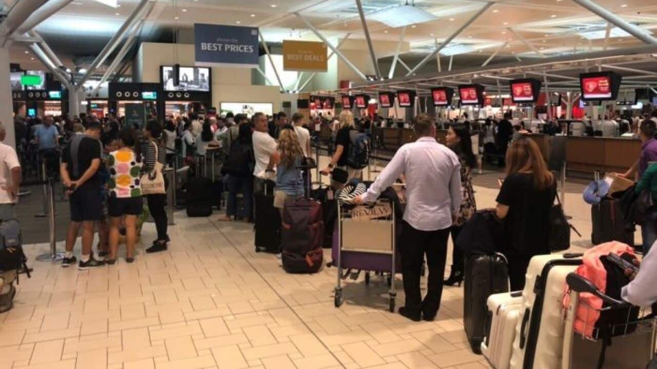 Long queues after Brisbane Airport's international terminal reopened.