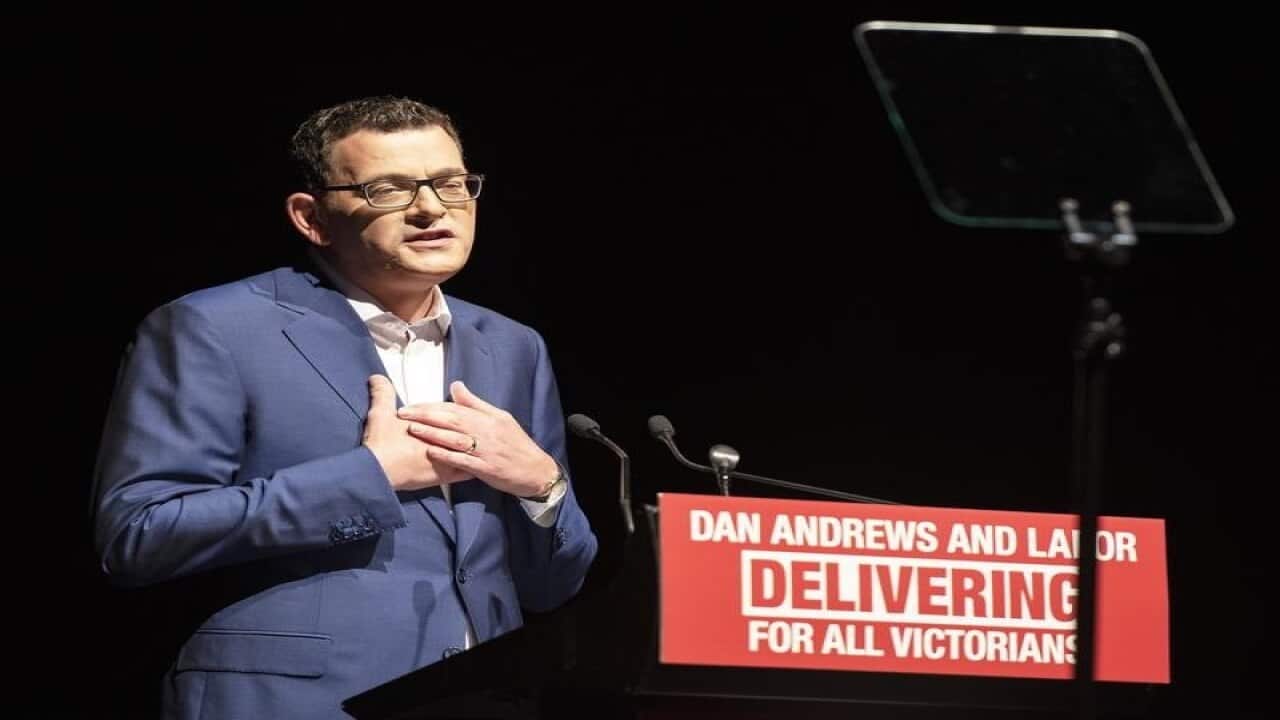 Victorian Premier Dan Andrews speaks at the election campaign launch.