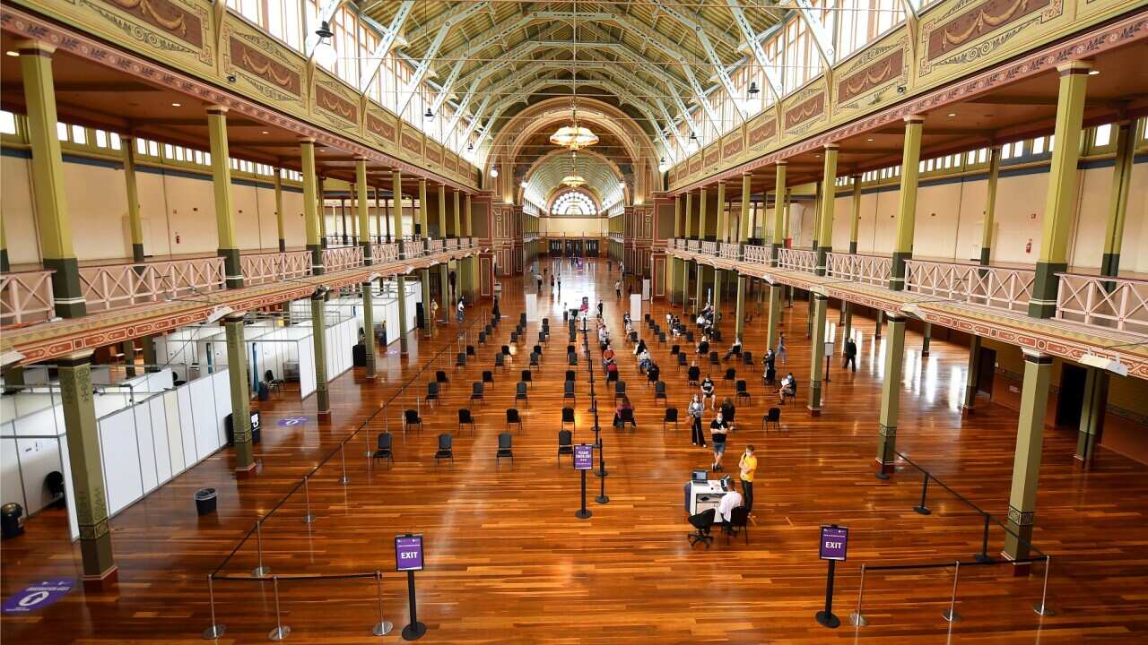 Vaccination centre at the Royal exhibition building, Melbourne