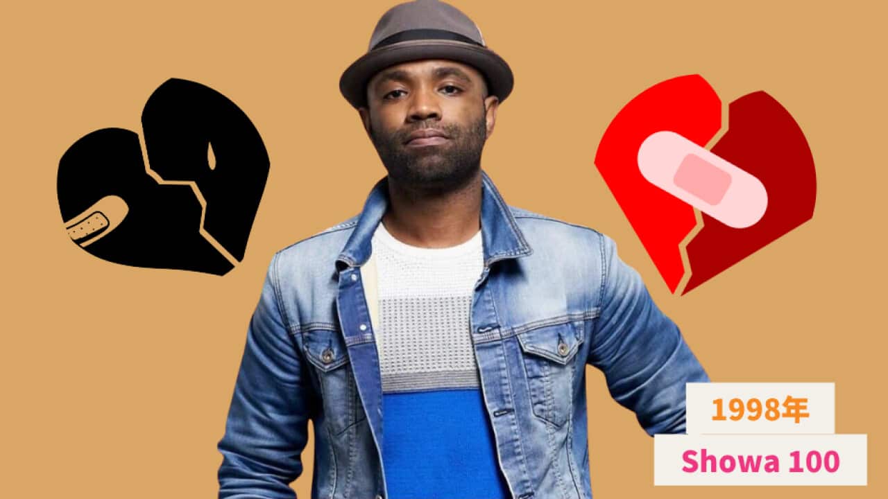 Music segment 'Showa 100' hosted by JJ (centre). Credit: Jason Jones