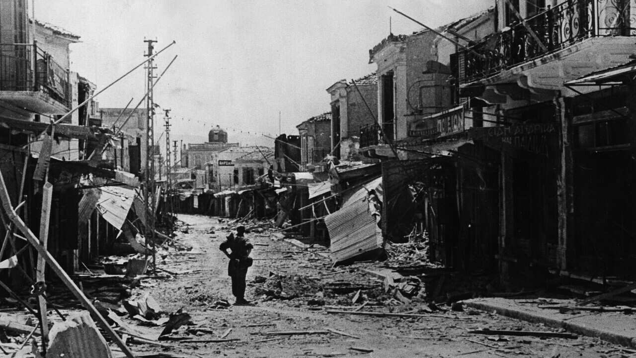 Iraklion in Crete following the German bombing in 1941