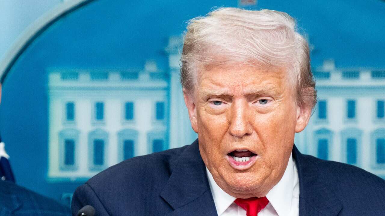 President Donald Trump speaking at a Press Conference