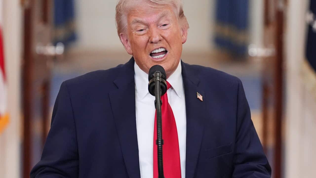 President Donald Trump speaks about the Iran war.