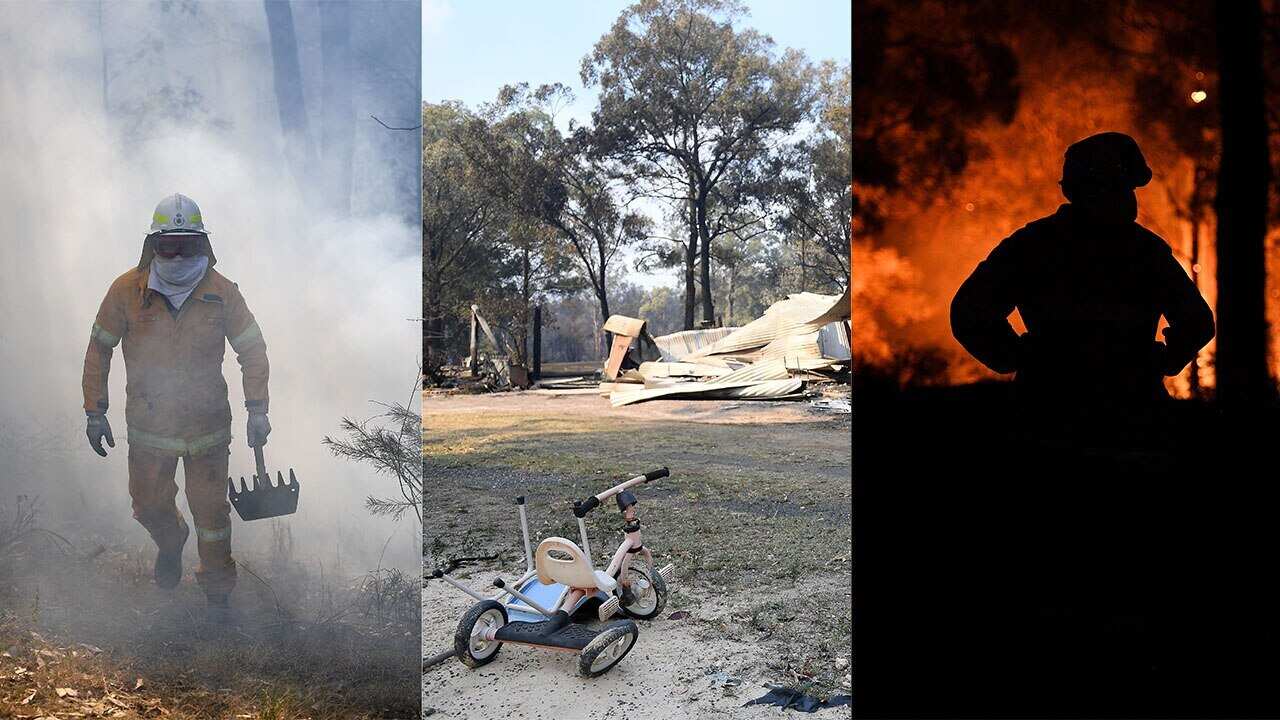 Firefighters on Saturday.