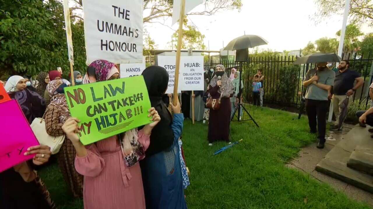 Women protest against the hijab ban (SBS).jpg