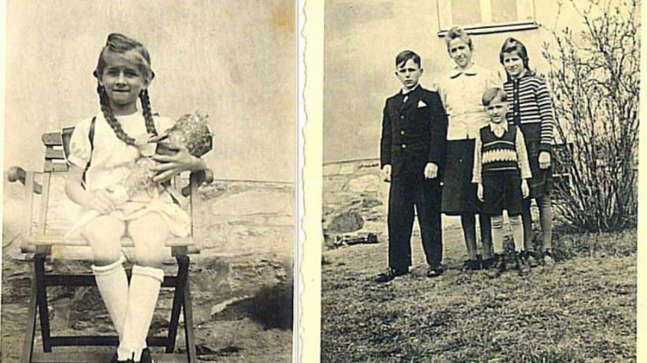 Margret Helms (geb. Heuthe) mit ihrer Familie während der Kriegszeit.