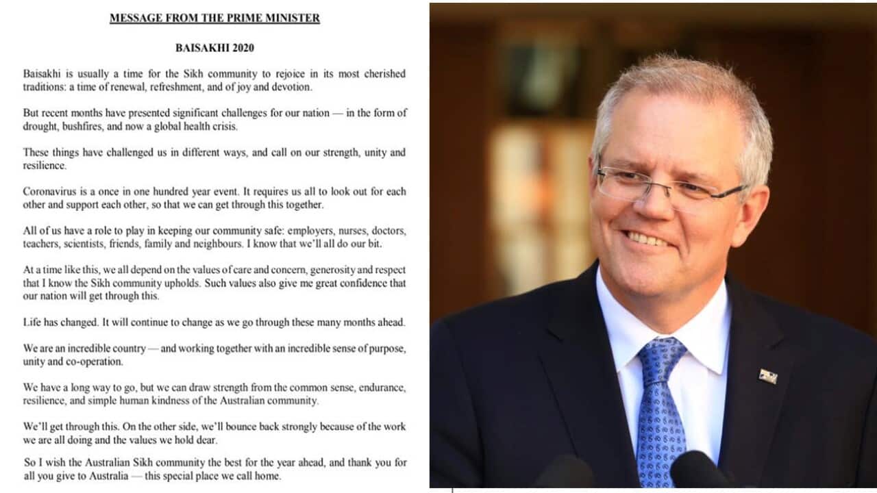 Prime Minister Scott Morrison's message for Vaisakhi 2020.