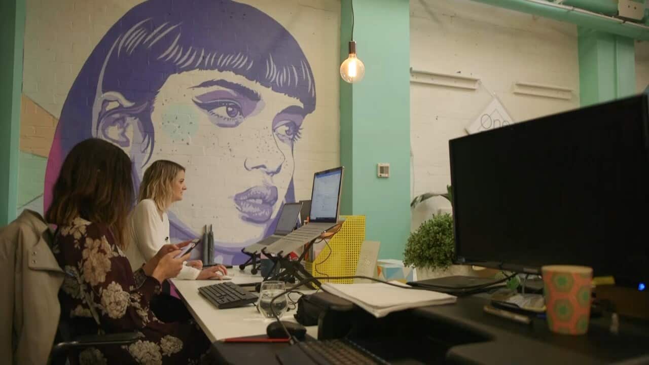 Circle In co-founders Kate Pollard and Jodie Geddes in their office