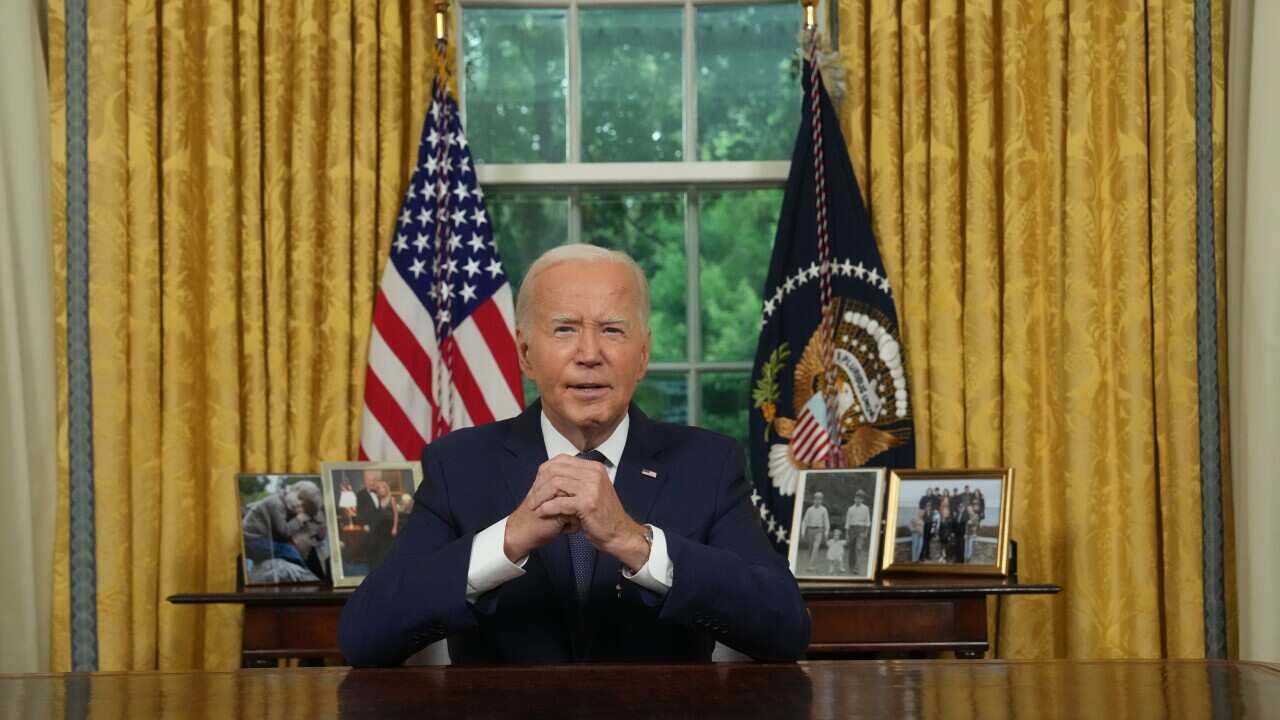 President Biden Addresses The Nation From The White House Oval Office