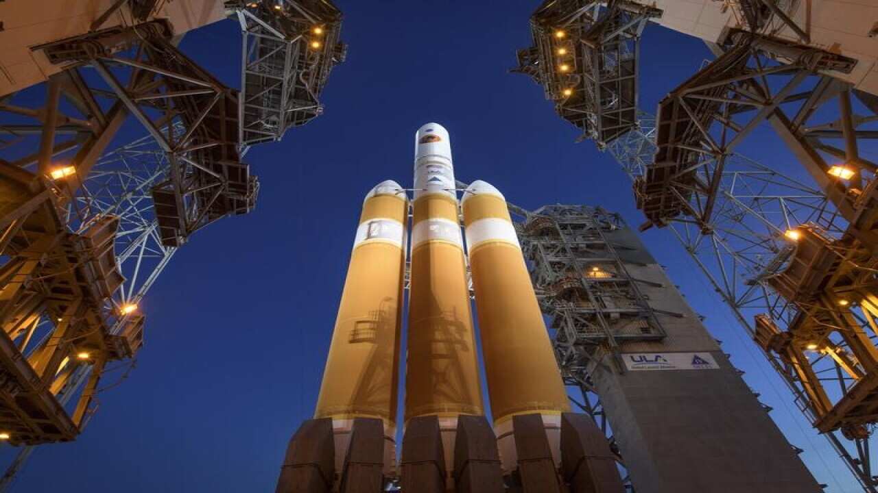 A rocket with the Parker Solar Probe at Cape Canaveral