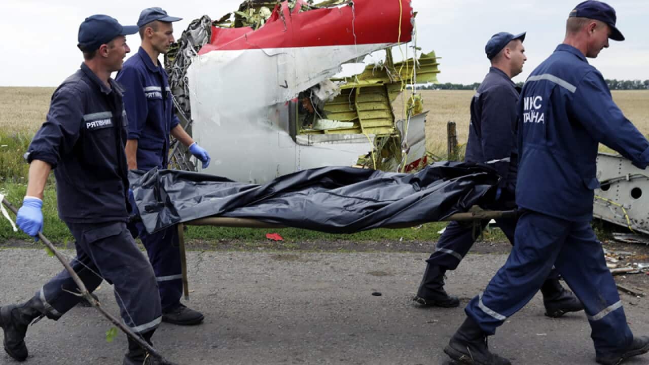 Rescue forces at the MH17 crash site