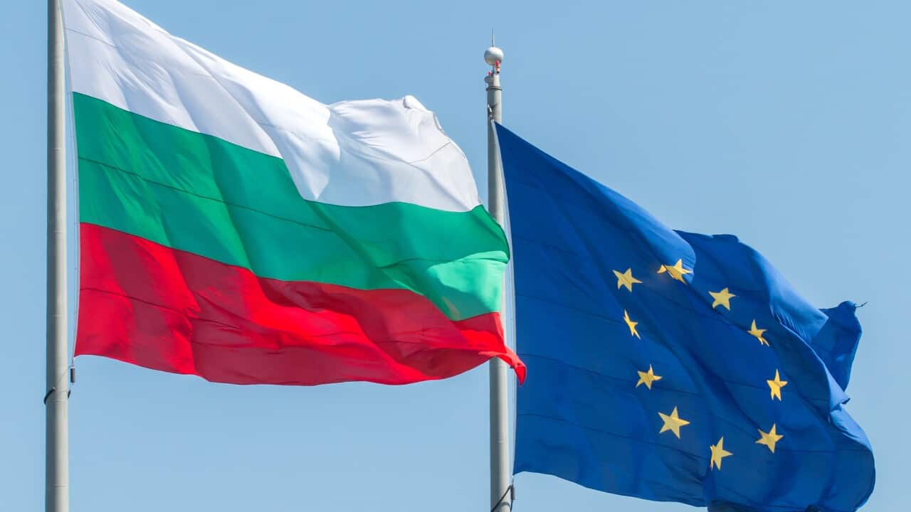Bulgarian and European Union flags
