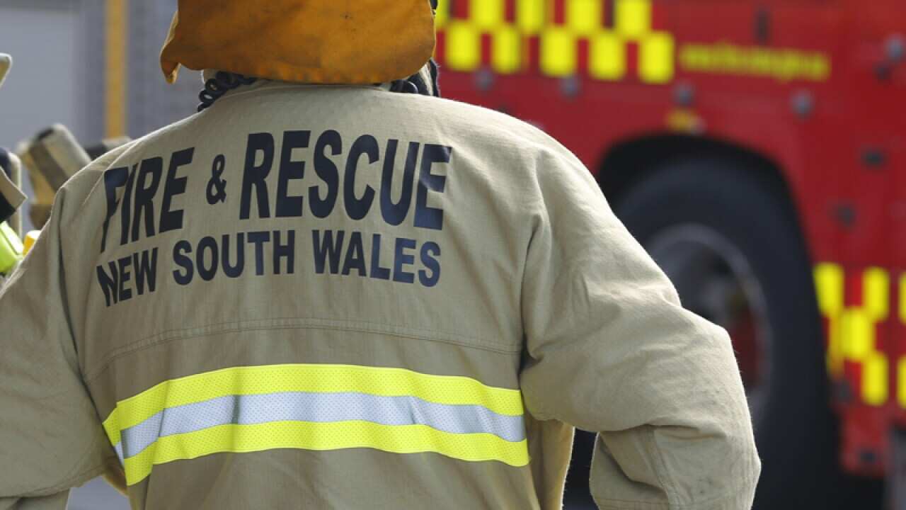 Fire and police emergency services at a scene of a fire in Sydney