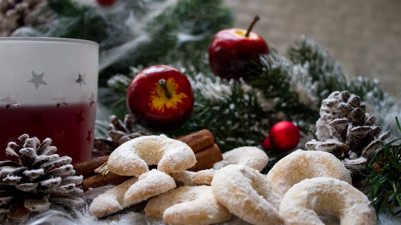 Mulled wine together with Vanillekipferl, typical German Christmas treats Deutsche Schule Melbourne German Christmas Market Melbourne Ruth Weinekötter