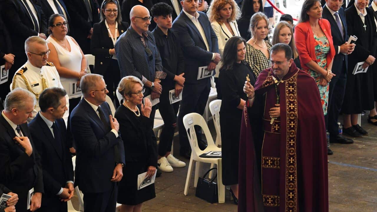Opposition Leader Anthony Albanese attends the Good Friday Liturgy at St Charbel’s Monastery on Day 5 of the federal election campaign, in Sydney,
