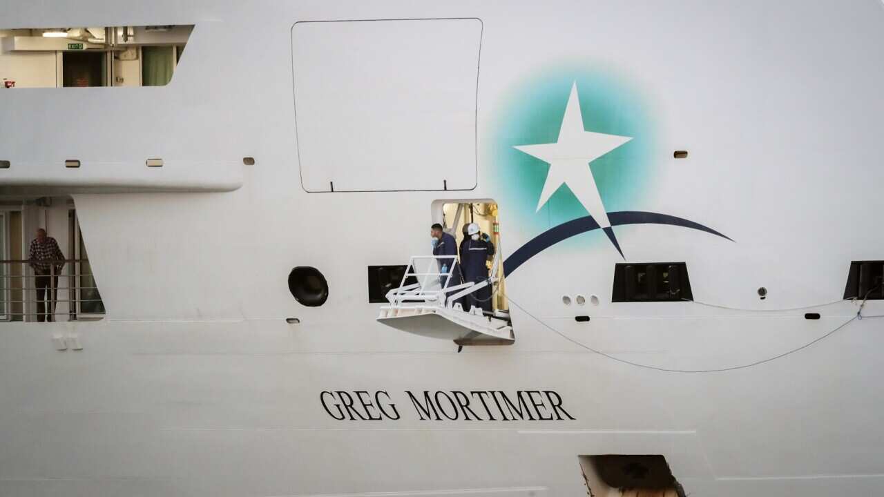 The Greg Mortimer cruise ship has arrived at the port of Montevideo, Uruguay.