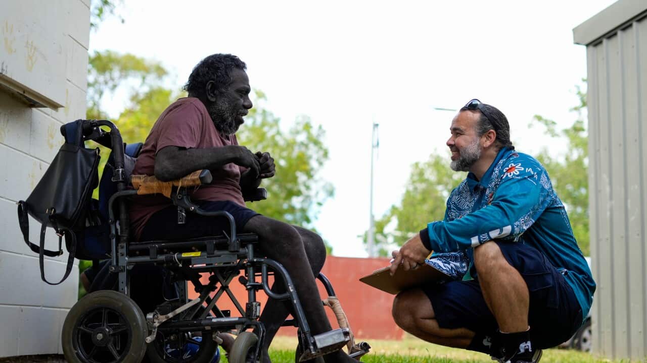 Our Medicine on NITV and SBS. Deadly Visions director Shaurn Tatipata at the Garraworra Communtiy pop up eye clinic.jpg