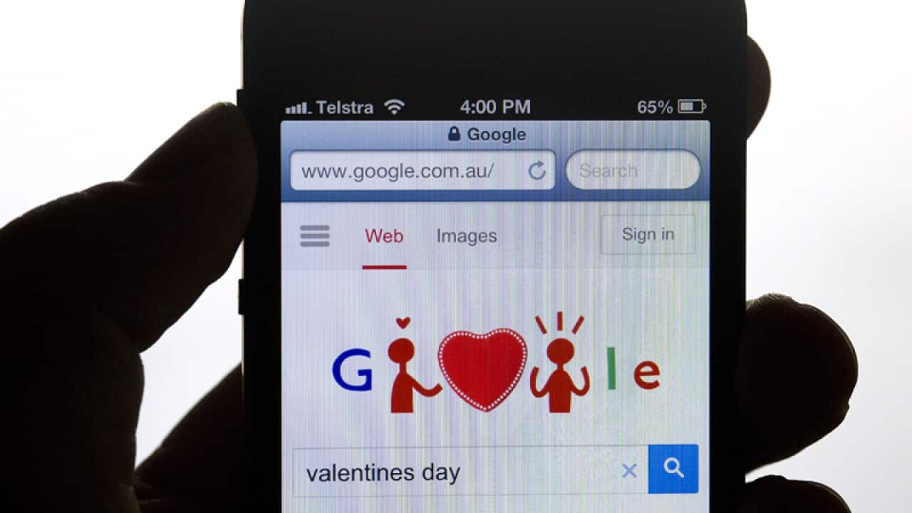 The Google website on an iPhone