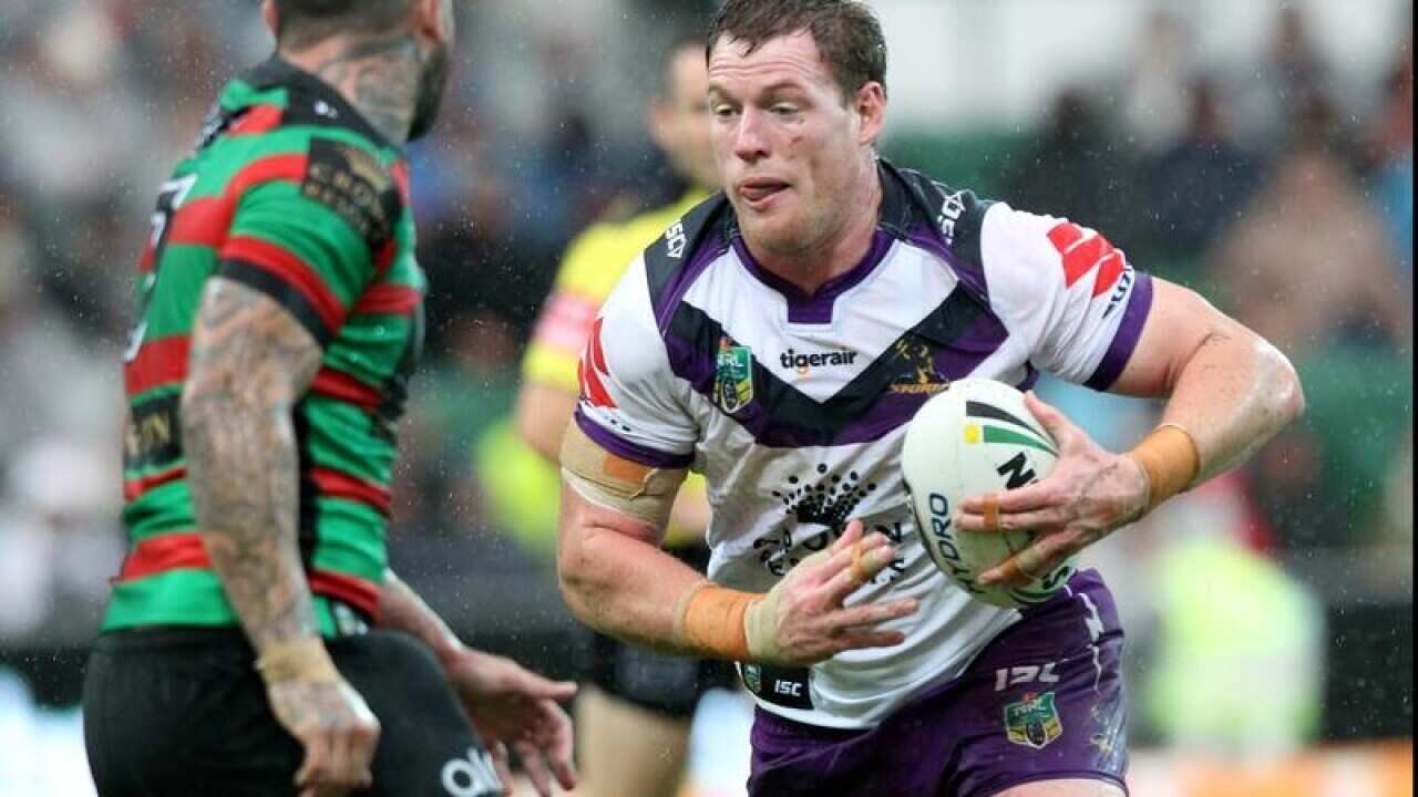 Tim Glasby of the Storm in action.