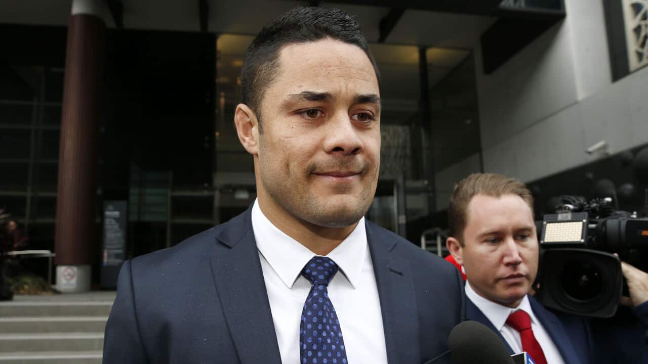 Jarryd Hayne has been found guilty of sexually assaulting a woman in her Newcastle home in 2018.
