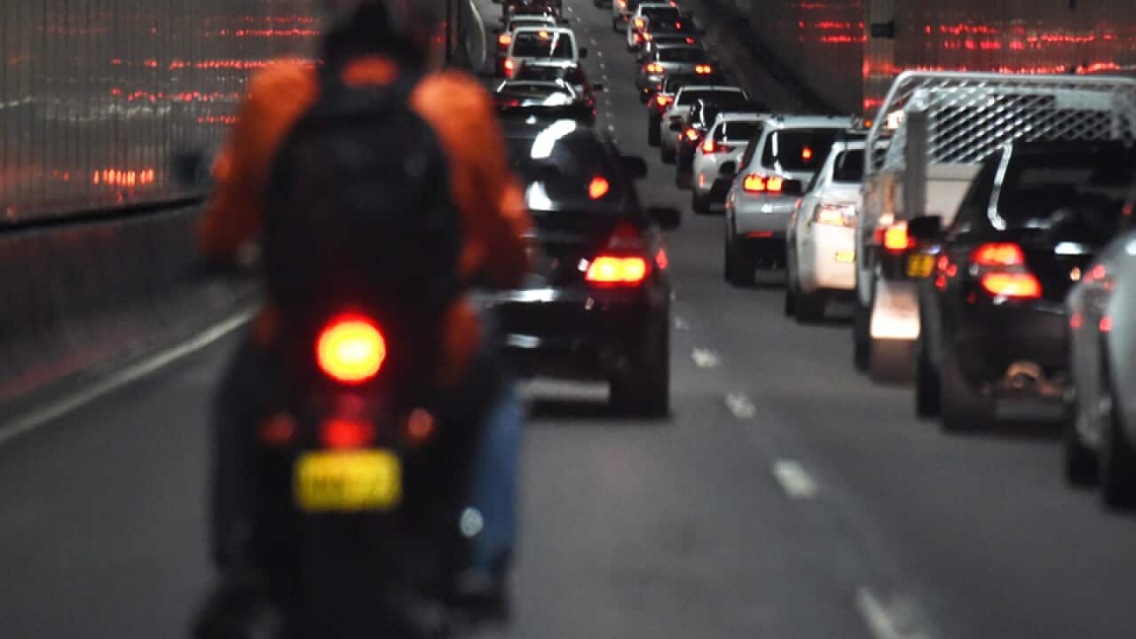 Heavy traffic is seen in the M5 tunnel