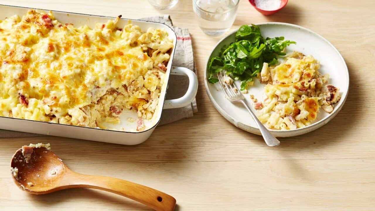 Cauliflower and bacon mac 'n' cheese